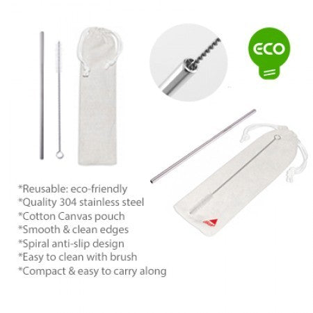2-in-1 Stainless Steel Drinking Straw Canvas Set