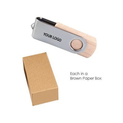 Metal Swivel Wooden USB Flash Drive - 32GB