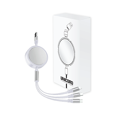 UNICORD 3-in-2 Retractable USB Fast Charging Cable
