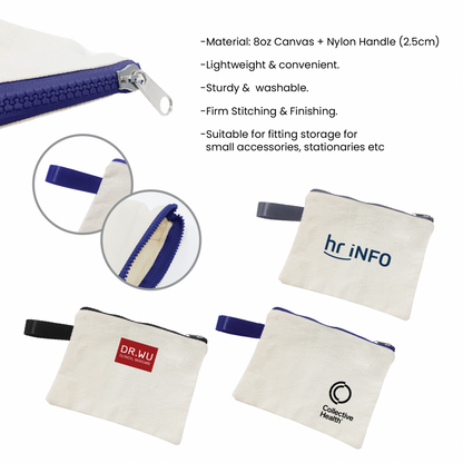 Canvas Zippered Pouch Travel Organizer with Handle - 8oz