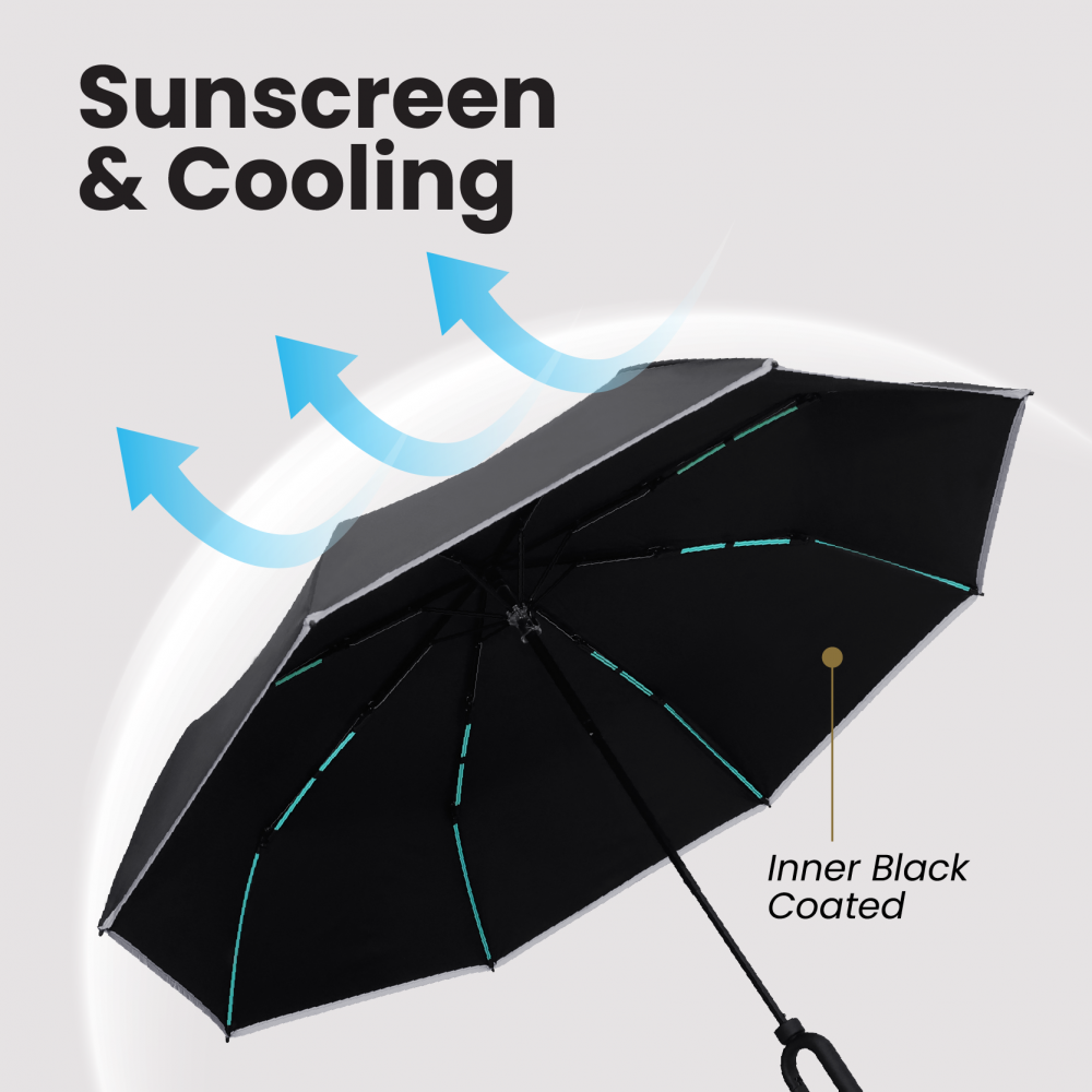 21" DUO Double Ribs 8 Panel Coated Foldable Umbrella