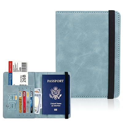RFID Leather Travel Passport with Cards Holder