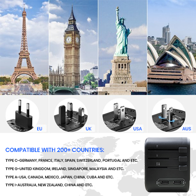 INNOV Travel Adapter 2 Type-C + 2 USB Smart Charger