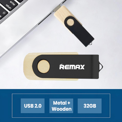 Metal Swivel Black Wooden USB Flash Drive – 16GB