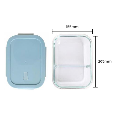High Borosilicate Glass Lunch 2 Compartment - 1040ml