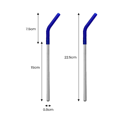 8mm Stainless-Steel Straw with Curved Silicon Tip