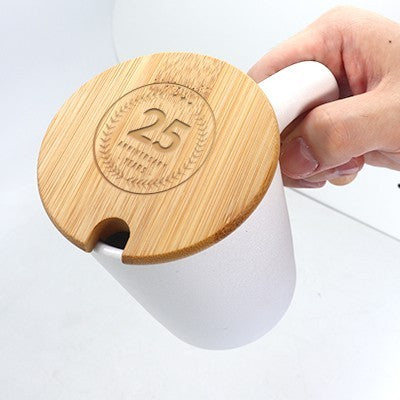 DESIGNER Ceramic Mug with Wooden Handle - 450ml