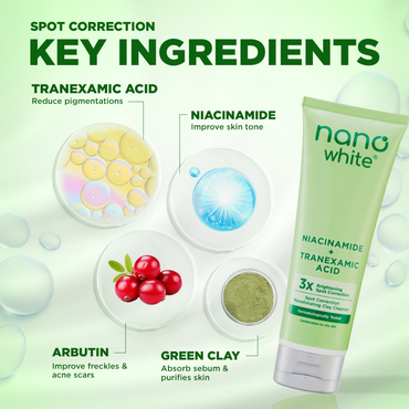 Pembersih Tanah Liat Mikrofoliating Pembetulan Bintik Nanowhite 100ml