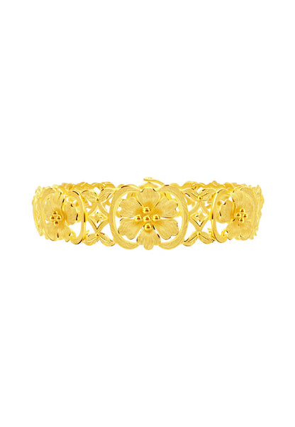 TOMEI X Prima Gold Flower Set Bangle, Yellow Gold 999