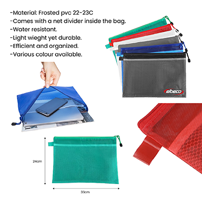 Frosted PVC Organizer with Net Divider – A4 Size