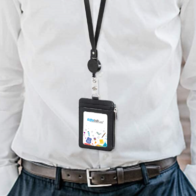 PU ID Holder with Open Zippered Wallet