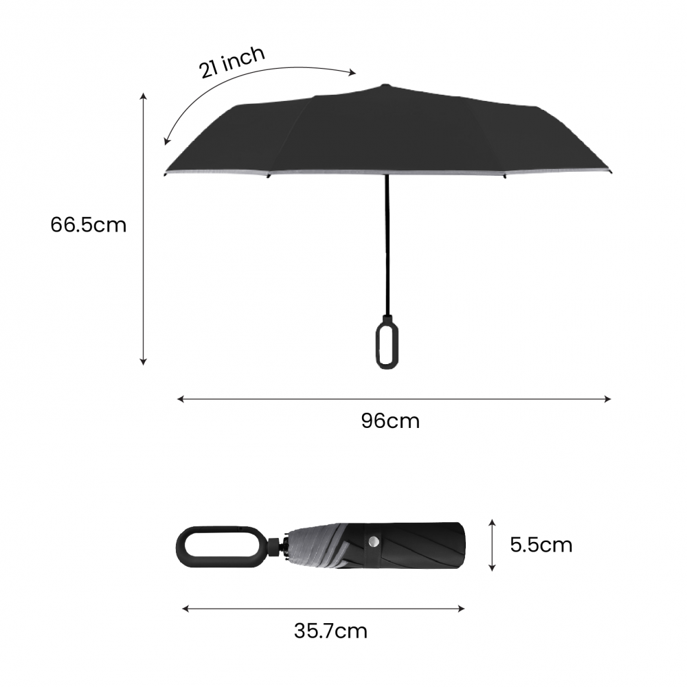 21" DUO Double Ribs 8 Panel Coated Foldable Umbrella