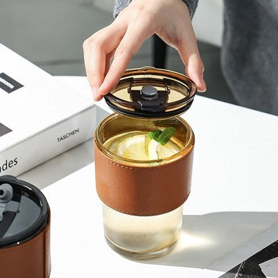 MONTE 2 Premium Color Glass Mug with PU Sleeve- 400ml