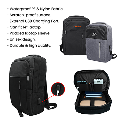 COD Travel Laptop Backpack with USB Port