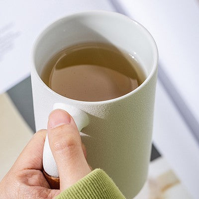 DESIGNER Ceramic Mug with Wooden Handle - 450ml