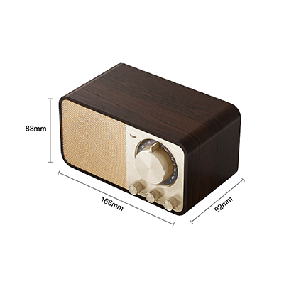 Retro Wooden Bluetooth Speaker with FM Radio – 1800mAh