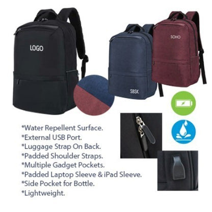 15.6'' MY Laptop Backpack with External USB Port