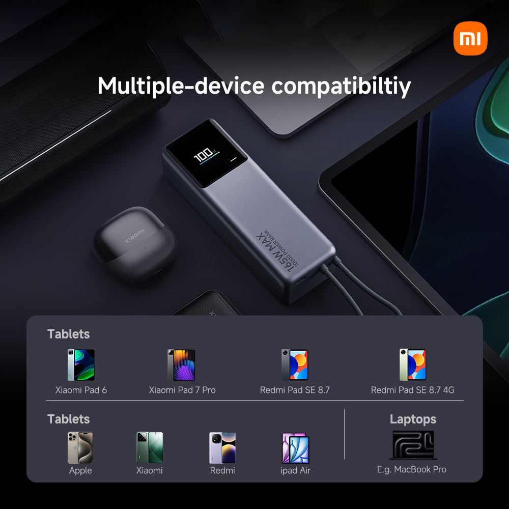 Xiaomi 165W Power Bank 10000 Integrated Cable