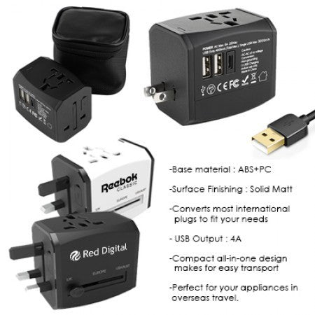 HITEC Travel Adapter Dual USB and Type-C Charger