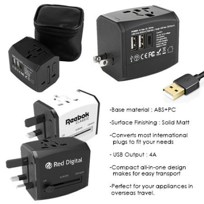 HITEC Travel Adapter Dual USB and Type-C Charger