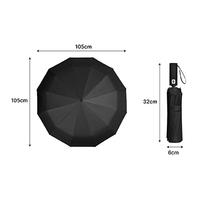 XIXILIA 23" Auto-Open 12 Panel Double Ribs Umbrella