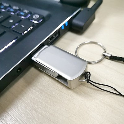 Mini Metal Swivel USB flash drive with HP Strap - 8GB