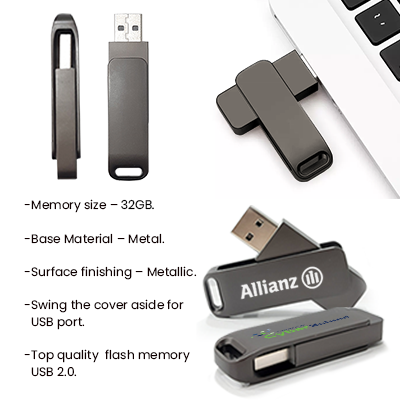 Metal Swing Black USB Flash Drive - 32GB