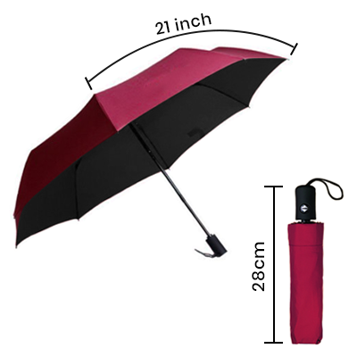 21″ Auto-Open Close 3 Fold Black Coated Umbrella