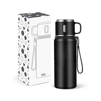 CUP Stainless Steel Vacuum Thermos Flask with Handle - 600ml