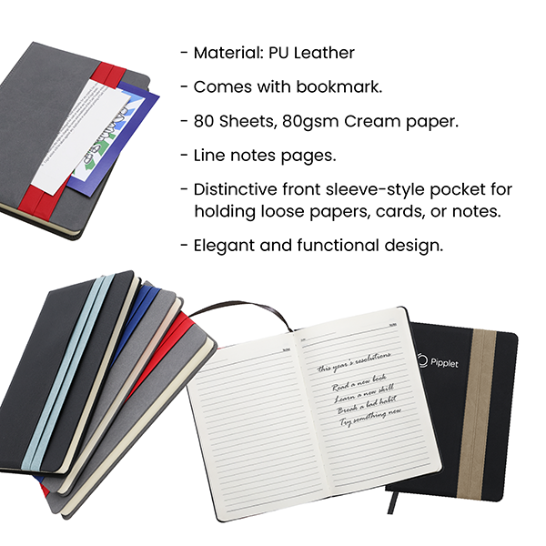 DOUBLE PU Hard Case A5 Notebook with Compartment