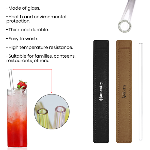 Premium Glass Straw (8×220) with Straw Felt Pouch Set