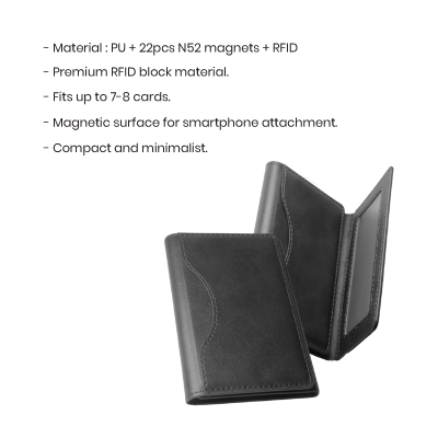 TRIFOLD PU Magnetic Wallet with RFID Block