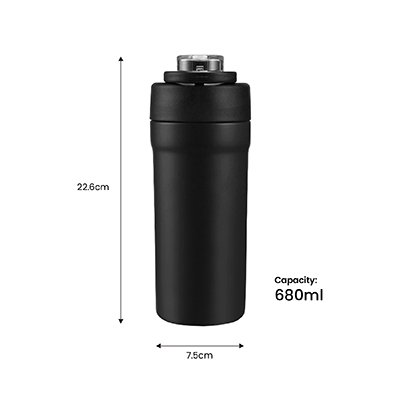 TIGO Stainless Steel Bottle with Straw Carry Handle - 680ml