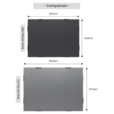 Grey Gift Box 3 Compartment with Shredded Paper- L Size