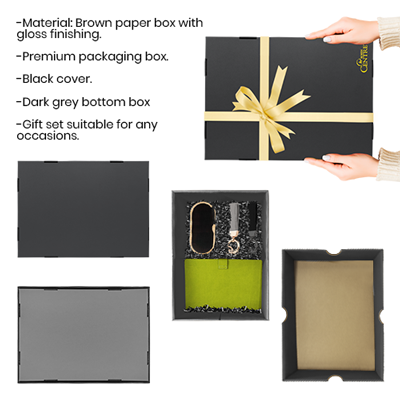 Black Gift Box 1 Compartment with Shredded Paper- M Size