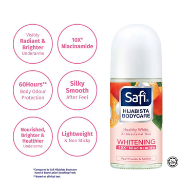 Safi Hijabista Bodycare Whitening Deodorant Roll On Antibakteria 50ml