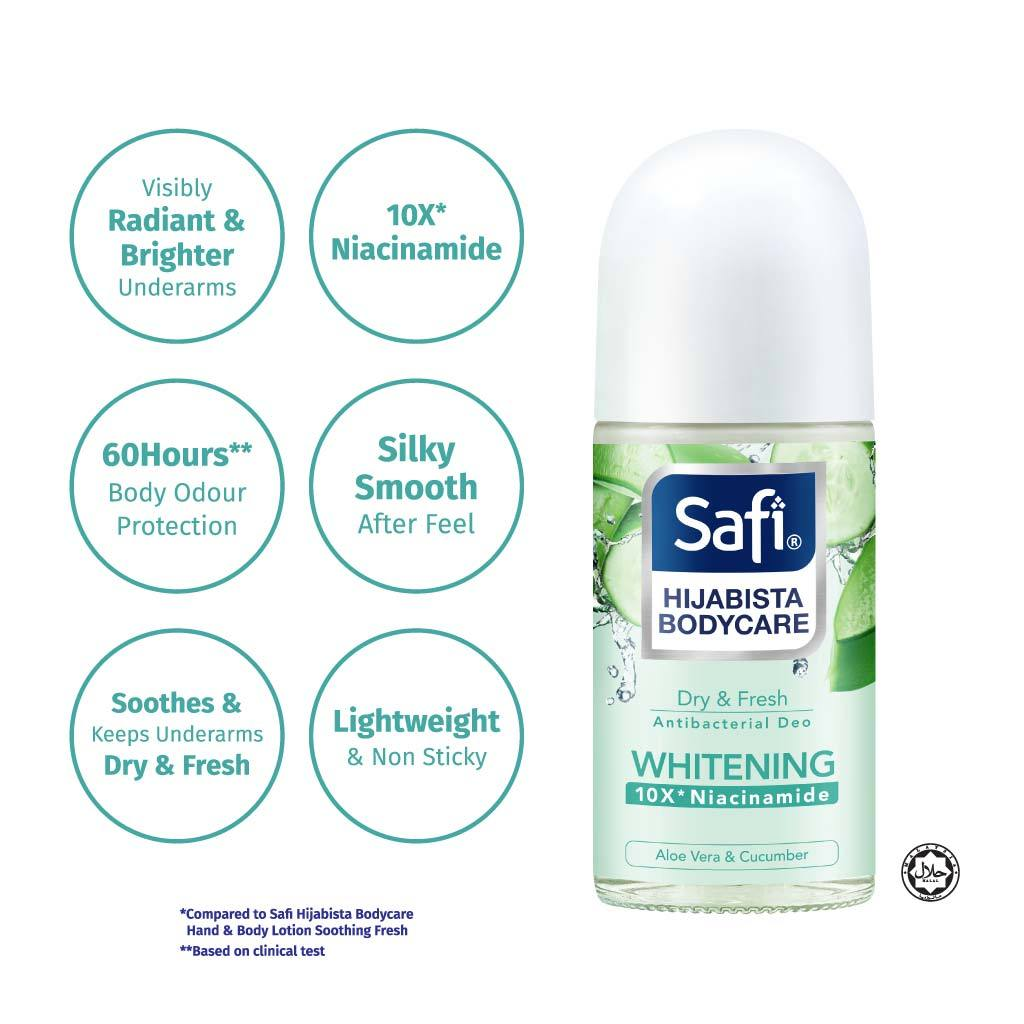Safi Hijabista Bodycare Whitening Deodorant Roll On Antibakteria 50ml