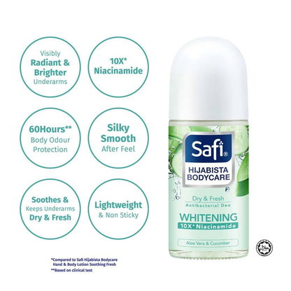 Safi Hijabista Bodycare Whitening Deodorant Roll On Antibakteria 50ml