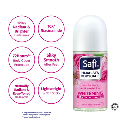 Safi Hijabista Bodycare Whitening Deodorant Roll On Antibakteria 50ml