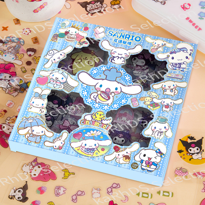 ?100Pcs?Sanrio Kuromi Sticker Birthday Gift Cute Set DIY Gift Box Cinnamoroll Melody Cartoon Stickers Box Waterproof Cute Sticker