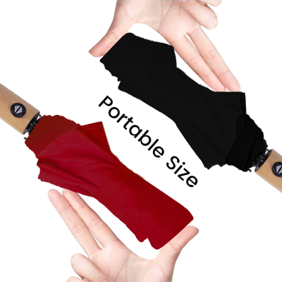 21'' Auto Open-Close 3 Fold Umbrella with Wooden Handle