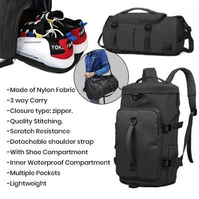 HYKE 2 Travel Nylon Duffel Two Way Bag