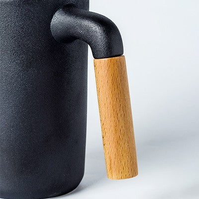 DESIGNER Ceramic Mug with Wooden Handle - 450ml