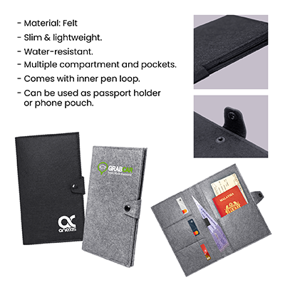 Felt Passport Multi-purpose Pouch with Pen Loop
