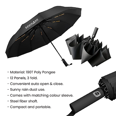 XIXILIA 23" Auto-Open 12 Panel Double Ribs Umbrella