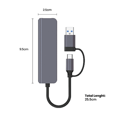 Fusion 5 in 1 USB 3.0 Hub with Type-C