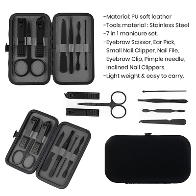 7-In-1 Manicure Set with PU leather Cover