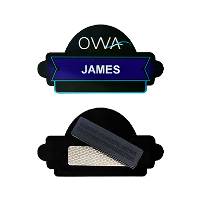 Black Acrylic Name Tag with Magnetic Back