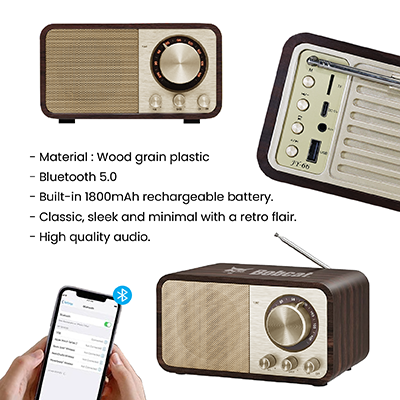 Retro Wooden Bluetooth Speaker with FM Radio – 1800mAh