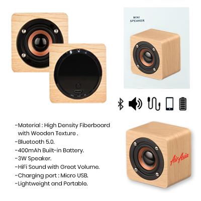 Mini Nelson Wooden Bluetooth Speaker - 400mAh Battery